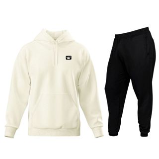 Conjunto Moletom Estampado Calça E Blusa De Frio Bolsos Canguru E Capuz Inverno Relaxado