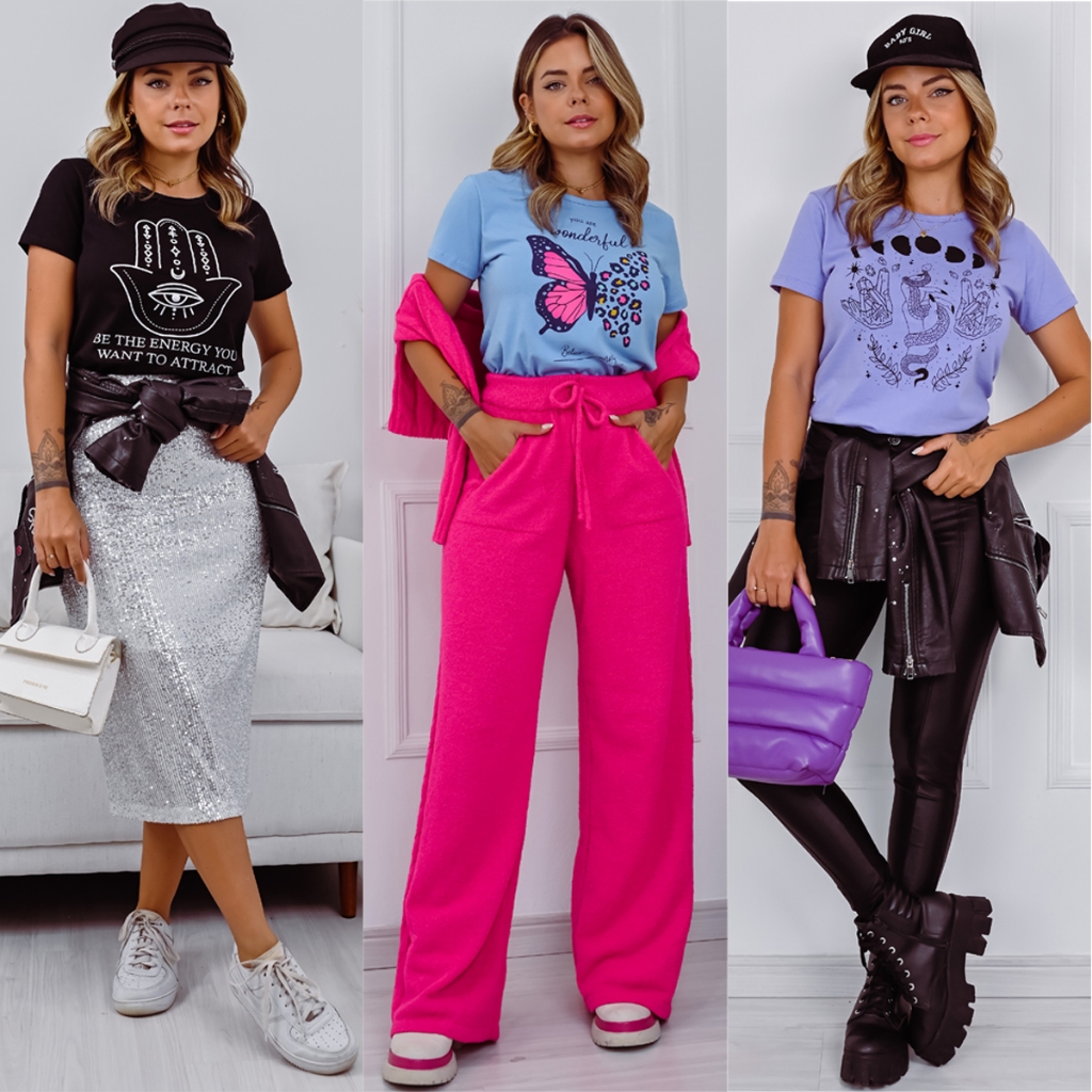 Baby Look Feminina Escolha Cor e Tamanho Manga Curta Gola Redonda ...
