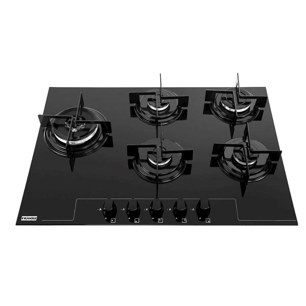Fogão Cooktop Franke Glass 5 Bocas Gás FHG755 4G LTC FC Preto 110/220V