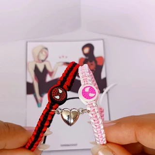 Pulseiras Homem Aranha e Gwen MAGNÉTICAS Macramé fecho regulável