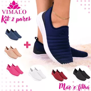 Kit 2 pares Tênis Jogging Feminino Vimalo VL02 MARINHO + ADICIONAL em Oferta na Shopee