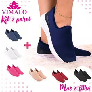 Kit 2 pares Promocional Tênis Jogging Feminino para Academia Passeio  VL05 MARINHO + ADICIONAL em Oferta na Shopee