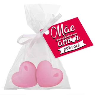 50 Lembrancinhas Dia das Mães Dia da Mulher Sabonetinho de Coração Rosa Mimo Cliente TAG e Saquinho em Oferta na Shopee