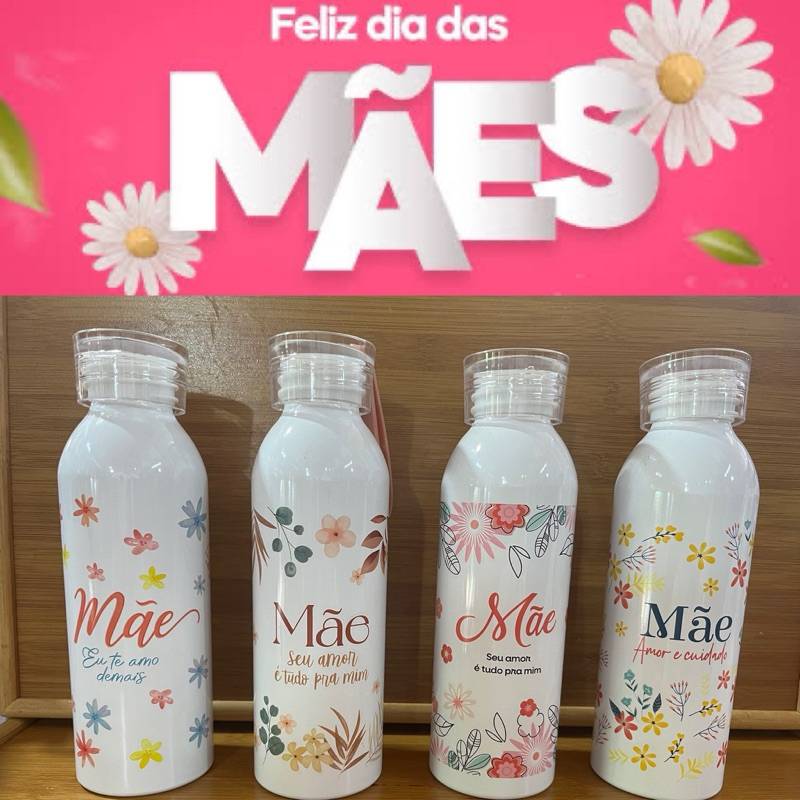 Garrafa Alúminio Dia da mães 550ml (unidade) | Shopee Brasil