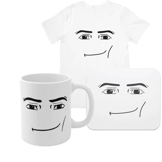 Kit Roblox Face Man Gamer Meme Infantil Caneca Camiseta e Mousepad Roblox