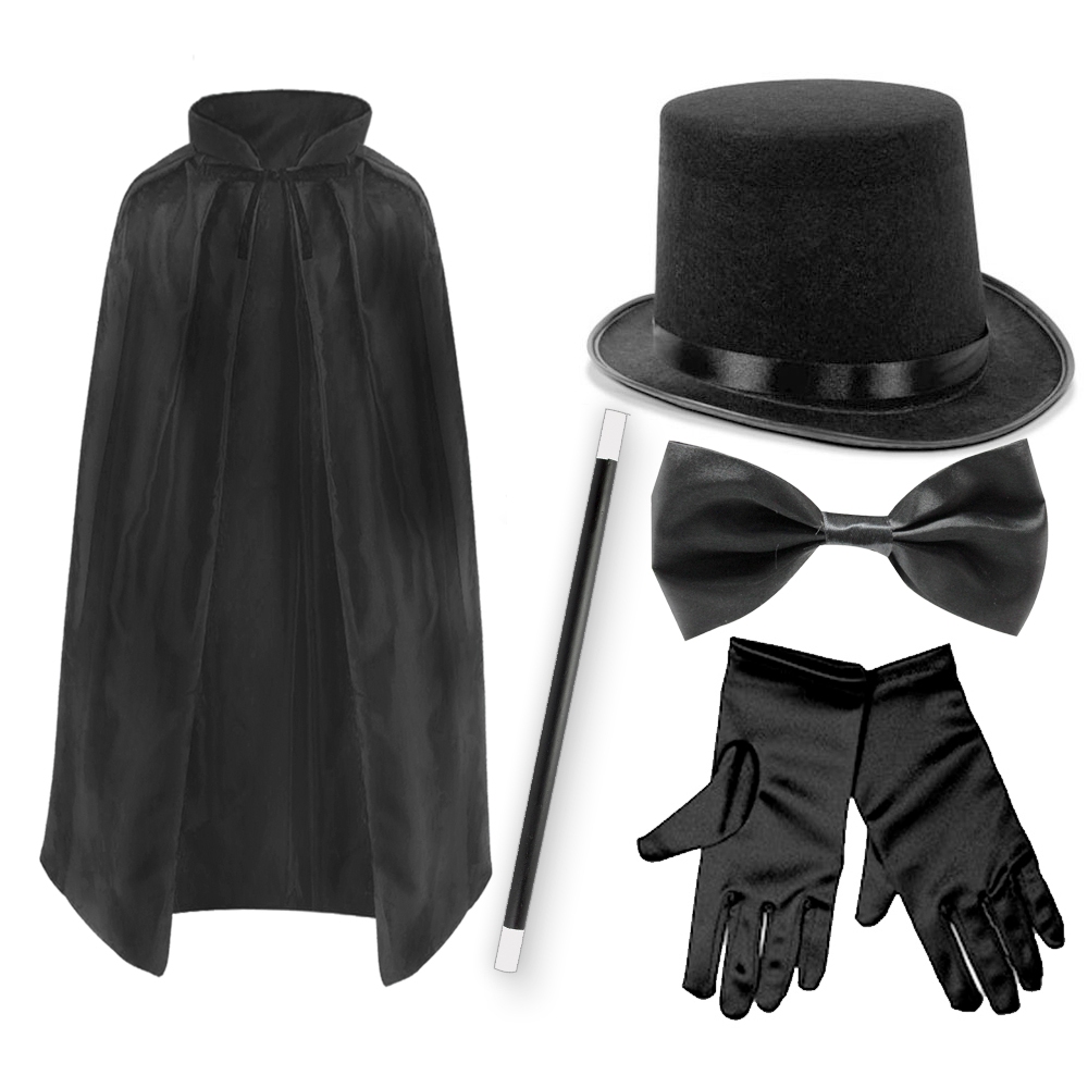 Fantasia Magico Adulto Cartola Varinha Luva Capa 5pçs