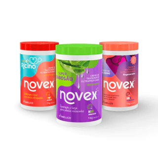 KIT CRONOGRAMA NOVEX DOCTOR RÍCINO - SUPER BABOSÃO - INFUSÃO DE COLÁGENO 1KG