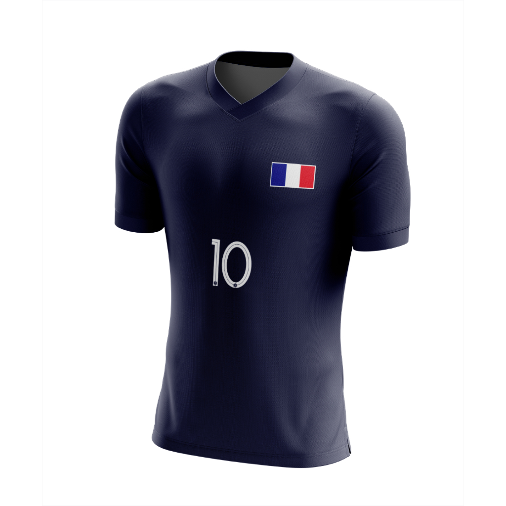 Camiseta Infantil Dry Fit França Futebol Camisa Criança Juvenil Proteção Uv