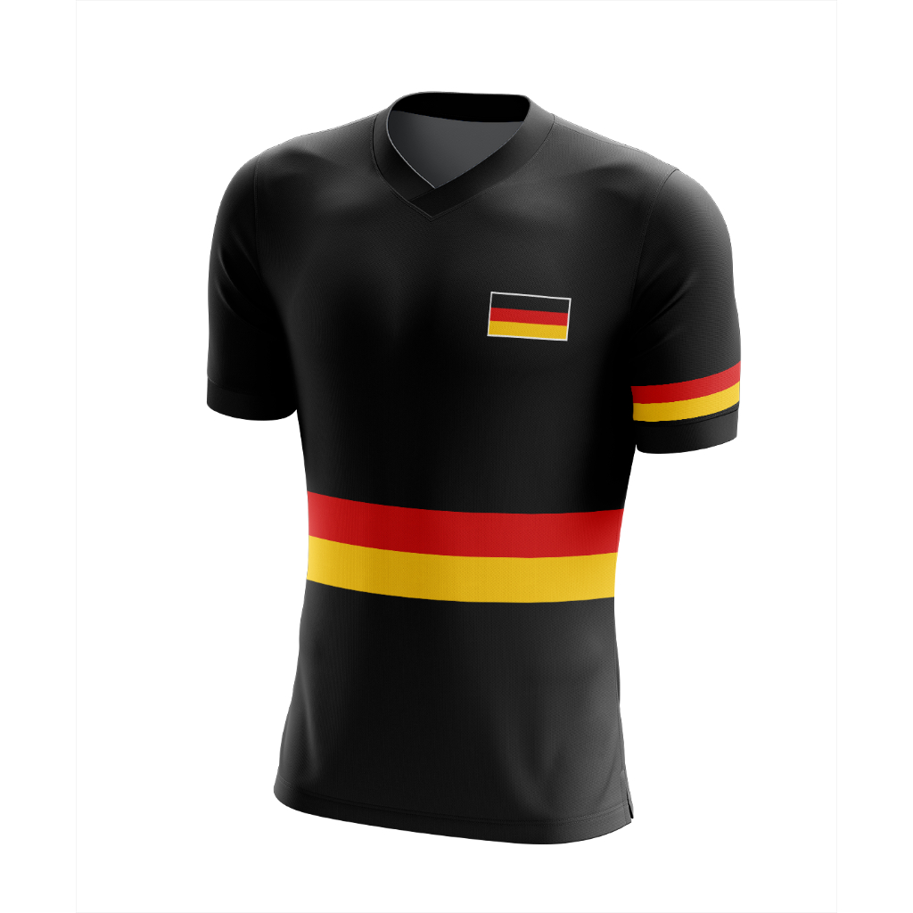 Camiseta Infantil Dry Fit Futebol Camisa Alemanha Preta Juvenil Proteção Uv