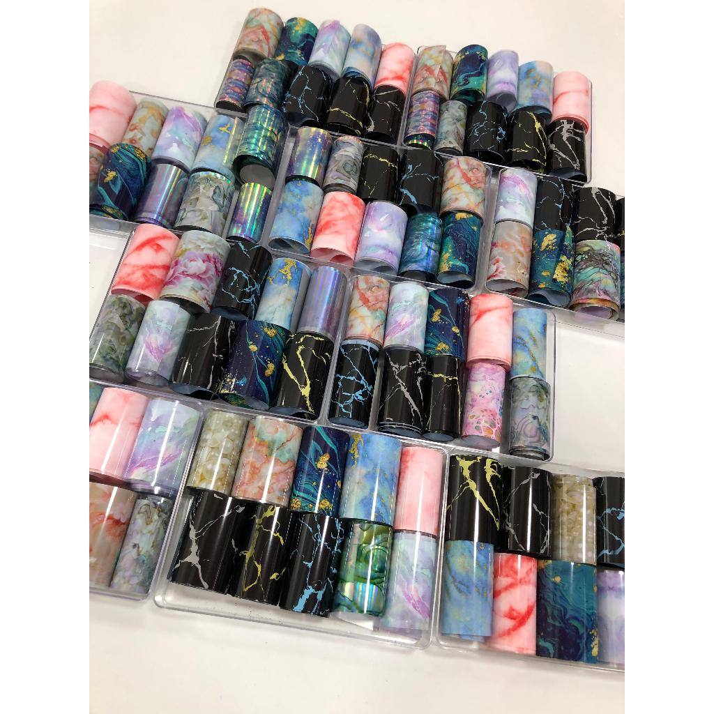 Kit com 10 unidades Foil Transfer Para Unhas Adesivo 3d Uv Gel | Shopee