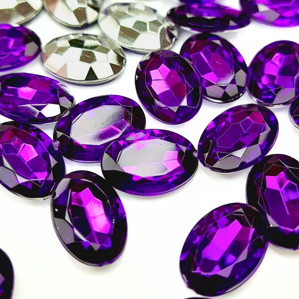 Chaton Oval 10x14mm - Roxo - 100 unidades - Base Irregular