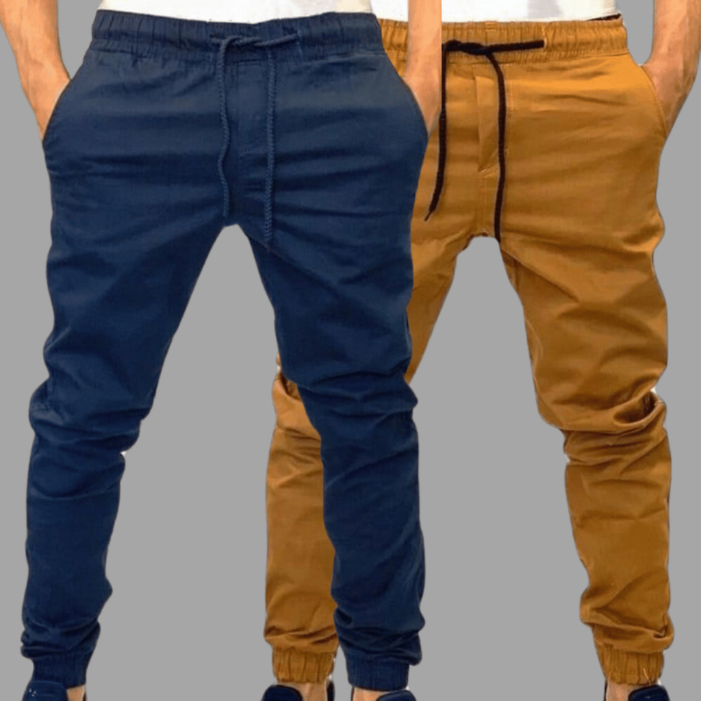 Kit 2 Calça Jogger masculina sarja skinny com punho elástico slim