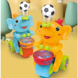 Elefante Musical Assopra Bola Bate e Volta com Luz Led e Som