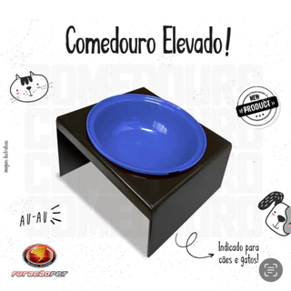 Comedouro e Bebedouro Elevado 250 ml para Cães e Gatos Ergonômico com base retangular