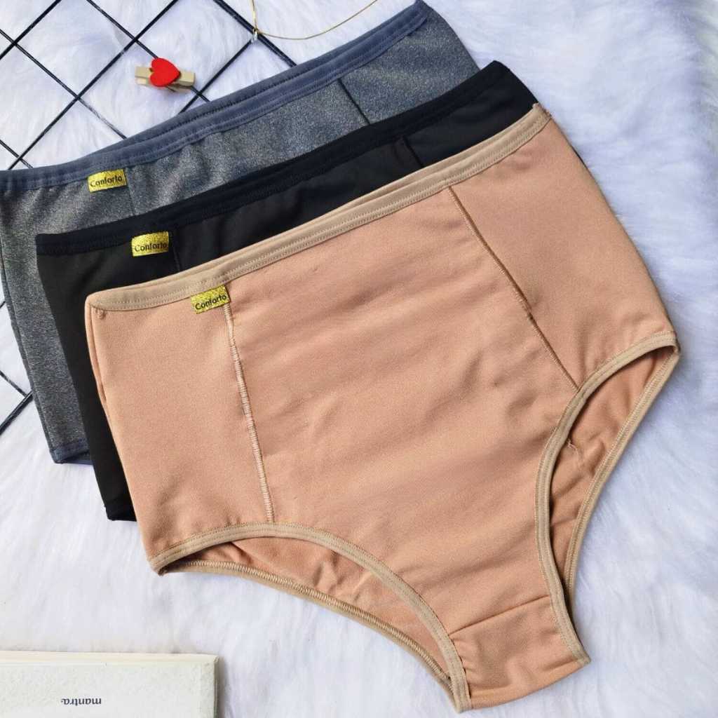 Kit 2 Calcinha Modeladora Cós Alto Segura Barriga Pós Parto - Isabela