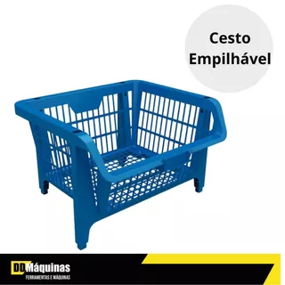 Cesto Plástico Empilhável Azul- Presto em Oferta na Shopee
