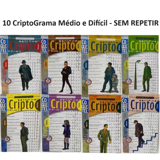 Kit 10 Livros Criptograma Coquetel - Diferentes - Nível Médio e Dificil (44 Páginas Cada)