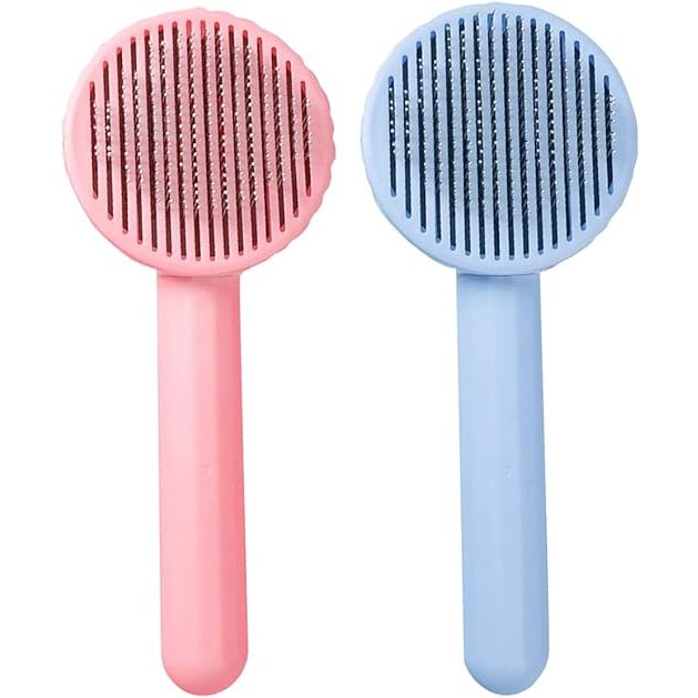 Escova Tira Pelo Pet Plástico Inox para Pentear Cães e Gatos