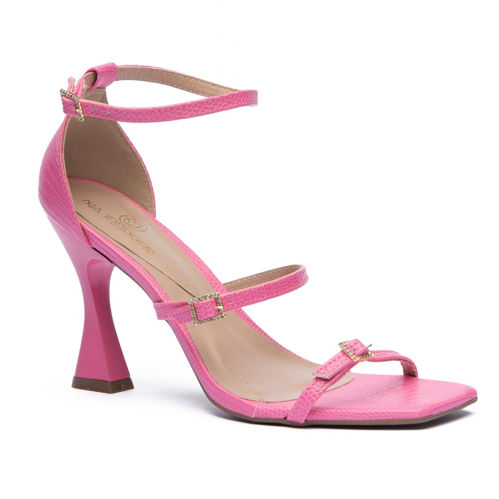 Sandalia Salto Fino Médio Casual Fivela de Strass Salto Taça | Shopee ...
