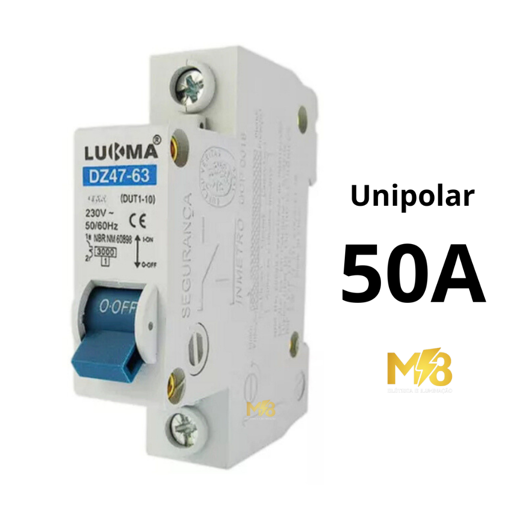 Disjuntor Unipolar Bipolar Tripolar Lukma Din 10A 16A 20A 25A 32A 40A ...