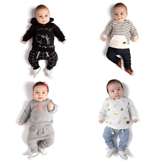Conjunto Moletom Bebê Menino e Menina Blusa e Calça Linha Premium de Qualidade Moderninho Conjunto de Frio para Bebê