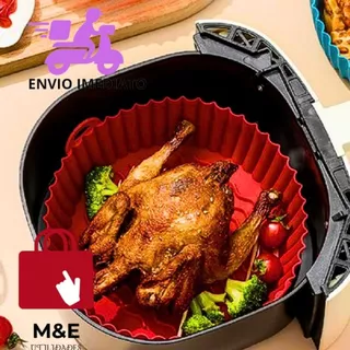 Forma Assadeira Airfryer Redonda Em Silicone Forno Protetor De AirFryer