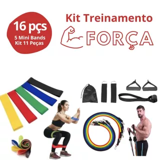 Kit Fitness com 16 Peças Treinamento de Força e Hipertrofia Muscular Cross Fit Fitness Treino