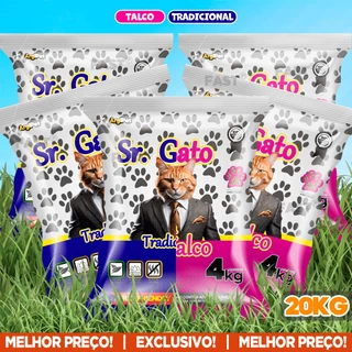 Kit com 5 Pacotes de Granulado Sr. Gato Argila Sanitária Antiodor Tira Mal Cheiro Argipet Para Gatos Tradicional 100% Natural Perfumado Argipet 4KG Por Unidade - ENVIO IMEDIATO