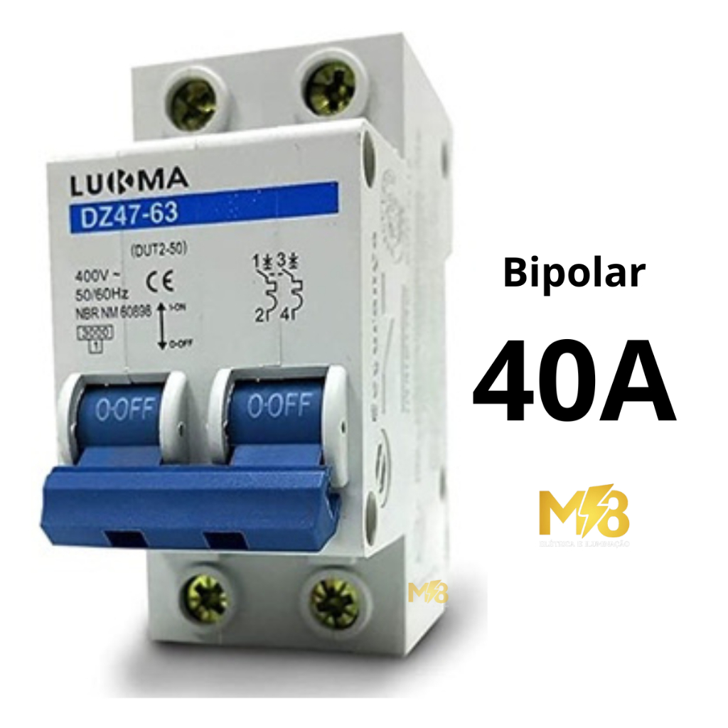 Disjuntor Unipolar Bipolar Tripolar Lukma Din 10A 16A 20A 25A 32A 40A ...