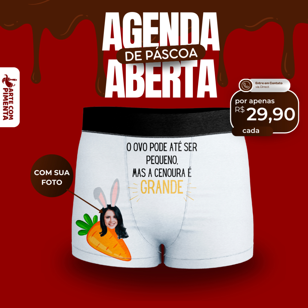 Cueca Personalizada com Foto Especial de Pascoa