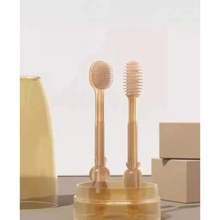 Escova de Dente Infantil silicone para bebê 2 unidades c/ estojo -envio imediato em Oferta na Shopee