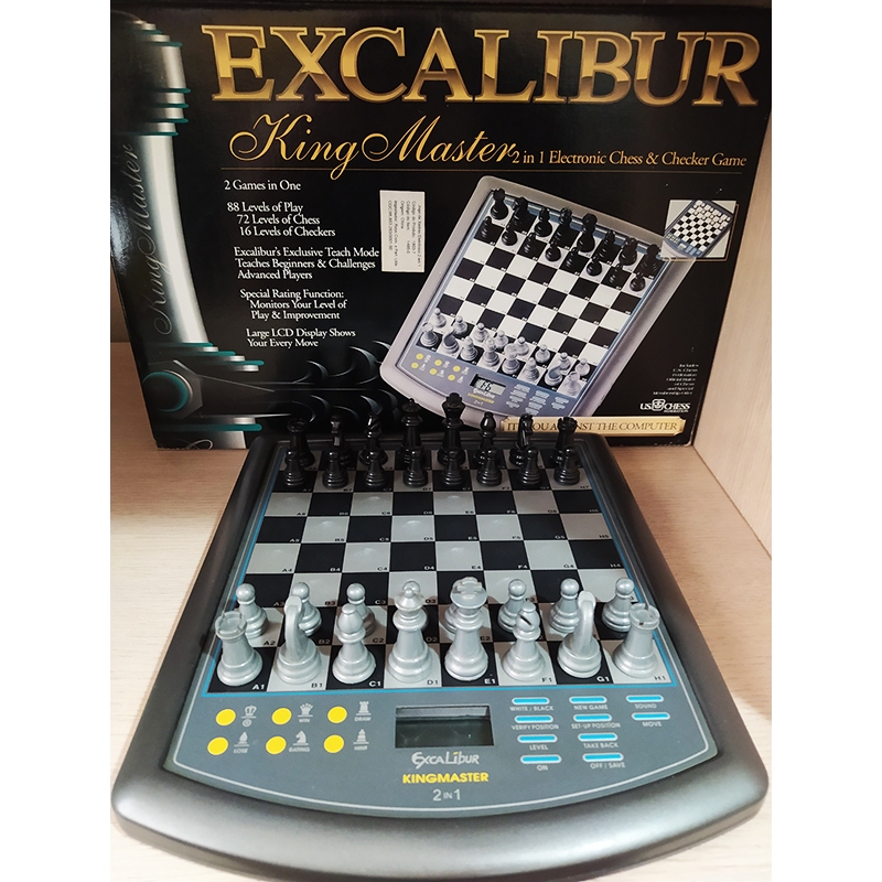 Jogo Xadrez Chess Eletronico King Master Excalibur 2 em 1 damas - completo