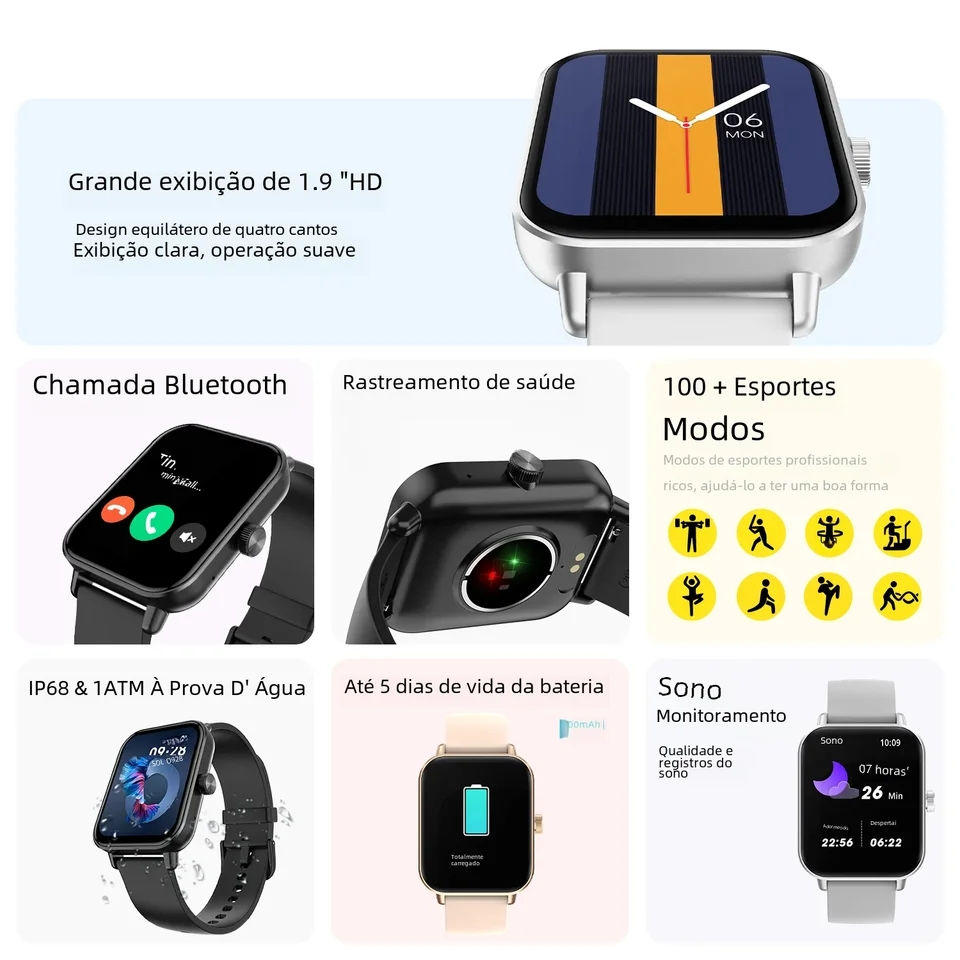 Smartwatch COLMI P81 Original Tela 1.9” Bluetooth Chamadas + Saúde