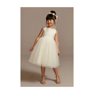 Vestido Infantil Daminha Princesa Realeza Branco Tule Faixa