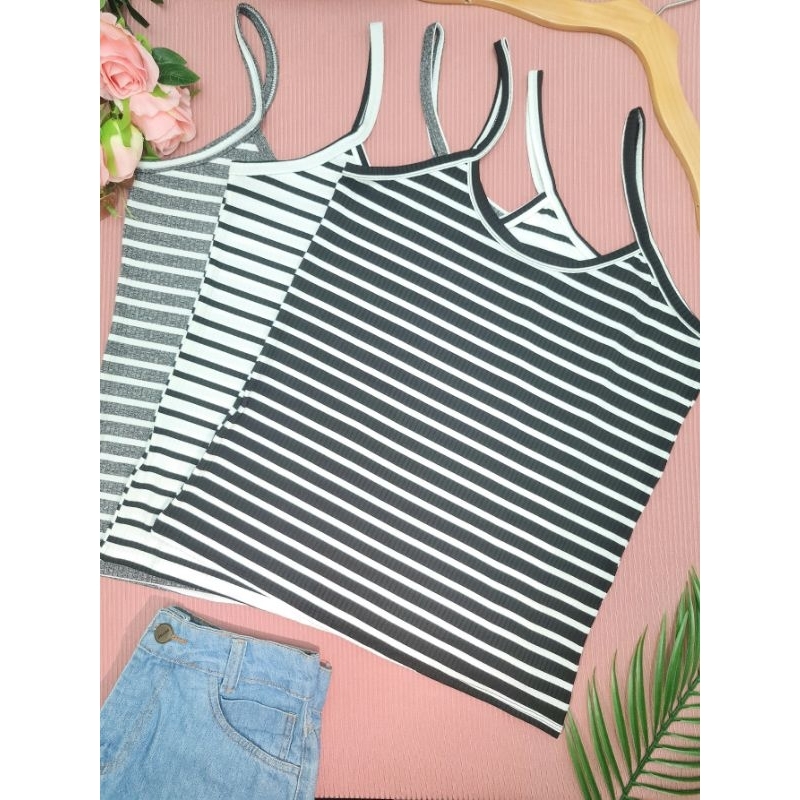 Kit 3 Regata Feminina listrada Alcinha plus size G1 canelado estica bem