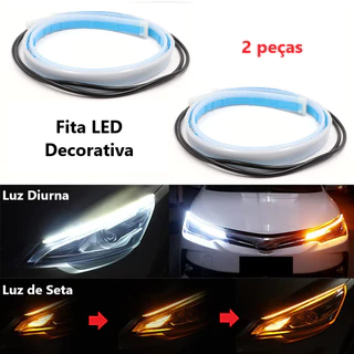 M2331 - Kit 2 peças Fita Led 60 cm DRL 3000k 6000k Flexivel Farol E Seta