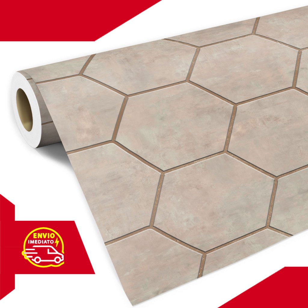 Papel De Parede Lavável Hexágono Marrom Industrial Para Banheiro Cozinha - Dcorando