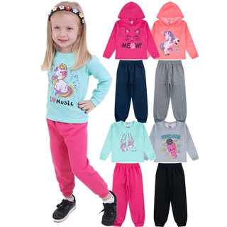 Kit 4 Peças de Moletom Infantil para Meninas Inverno 2 Calças + 2 Blusas Feminina KIDS