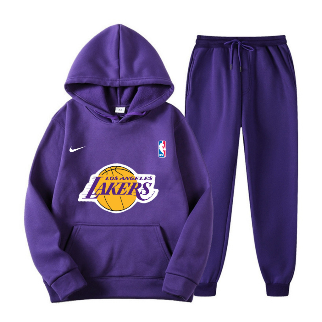 Conjunto Moletom Flanelado Adulto Basquete Los Angeles Lakers Envio Rápido
