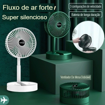 Mini Ventilador De Mesa Portátil Retrátil Dobrável USB Recarregáve