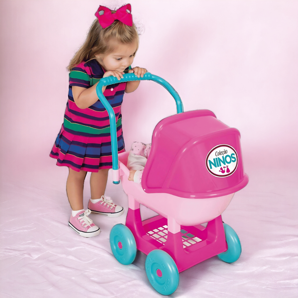 Carrinho de Boneca Reborn Infantil Brinquedo Ninos Reborn Com Capota ...