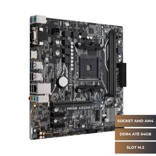 Placa Mãe Asus Prime A320M-K Socket AMD AM4 para Ryzen Memória DDR4 até 64GB com Slot M.2