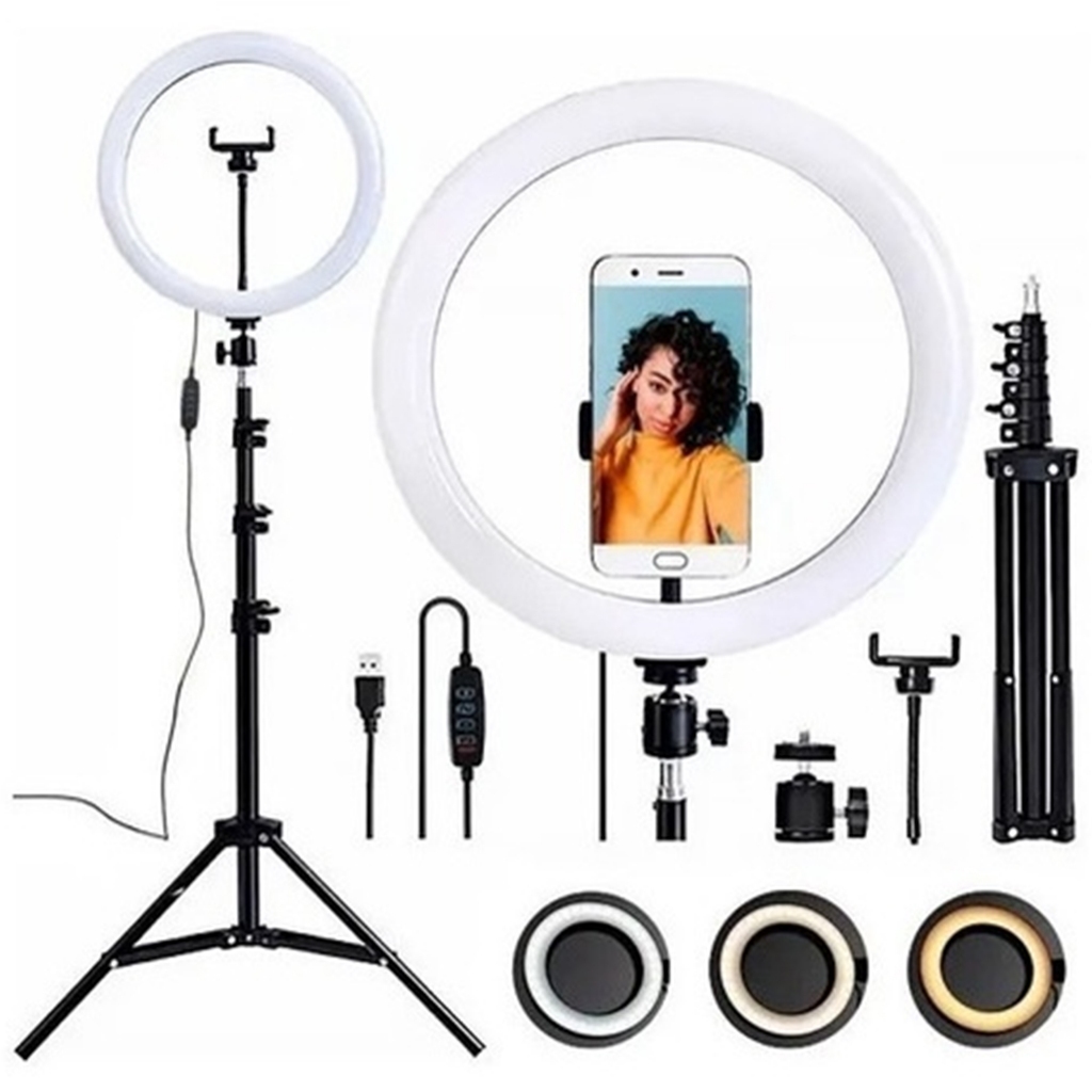 Ring Light Iluminador Anel Luz 30cm 12 Polegadas Tripé 2,1m