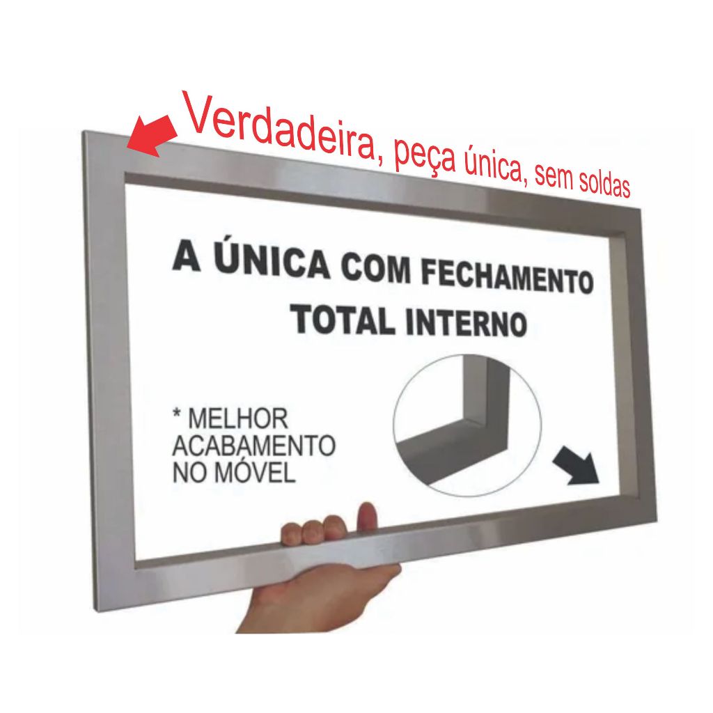Moldura inox compatível micro brastemp bmy25 acabamento recorte móvel