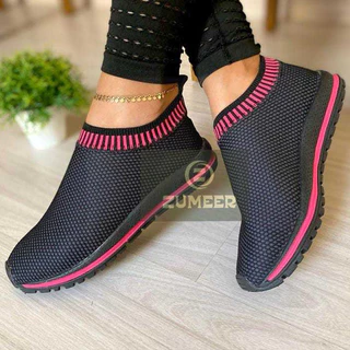 Tênis Feminino Caminhada Sem Cadarço Casual Confortável Antiderrapante Leve