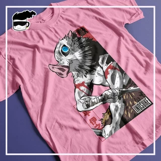 Camiseta Kimetsu No Yaiba Inosuke Unissex Camisa Anime Demon Slayer Rosa