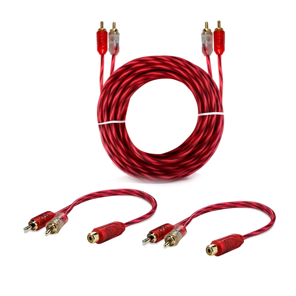 Kit Cabo Rca 5mts + 2 Y 2m1f Semi Blindado Cristal Bronze Audio e Video