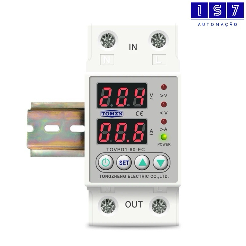 Relé Protetor Sobre E Sub Tensão E Corrente Ac 63A 220v TOMZN