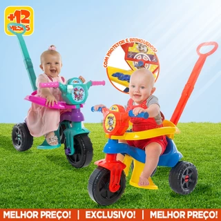 Triciclo Kemotoca Velotrol Tchuco Haste Guia Pedal Protetor de Corpo Homem Aranha / Princesa Barbie