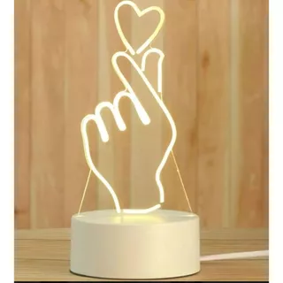Luminária Led 3d Abajur 4w Acrílico Coração Coreano 3 cores